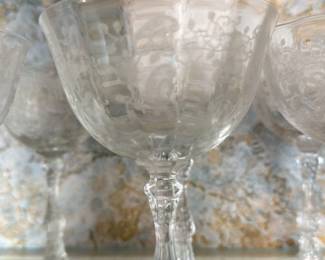 Vintage Etched Crystal Coupe Glasses