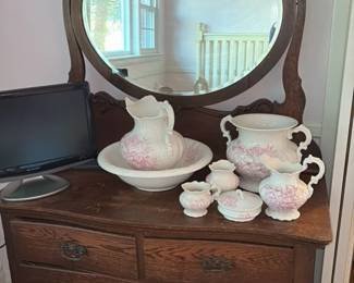 Victorian Washstand with Ceramic Wash Basin Set
