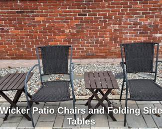 Wicker Patio Chairs and Folding Side Tables