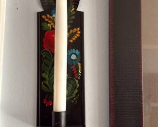 Folk Art Toleware Candle Sconce