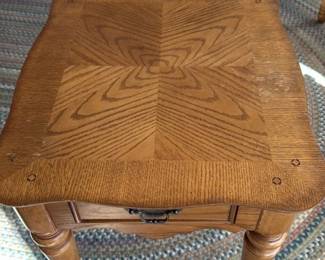 Oak End Table with Drawer