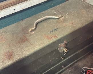 Vintage Metal Toolbox with Assorted Tools