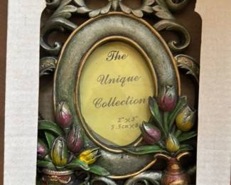 Ornate Oval Photo Frame with Tulips