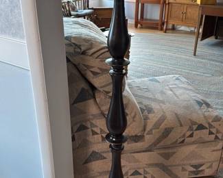 Vintage Dark Wood Floor Lamp with Tapered Shade