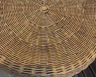 Wicker Top Side Table with Metal Base