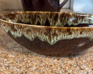 Mid Century Drip Glaze Ceramic Serving Bowl