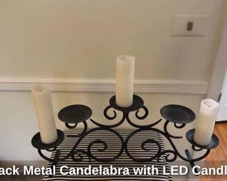 Black Metal Candelabra with LED Candles