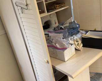Vintage Sewing Machine Cabinet with Storage