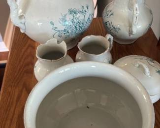 Victorian Wash Basin with Pitcher and Chamber Pot