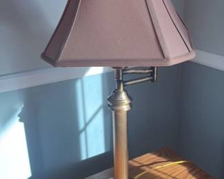 Brass Swing Arm Wall Lamp with Fabric Shade