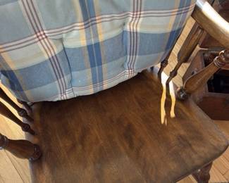 Antique Rocking Chair with Plaid Cushions