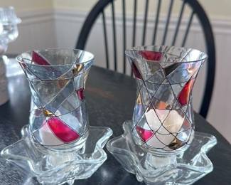 Stained Glass Hurricane Candle Holders