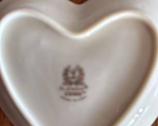 Lenox Heart-Shaped Trinket Dish with Bird and Floral Motif
