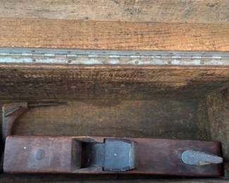 Antique Wooden Tool chest with Assorted Tools