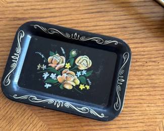 Vintage Floral Metal Tray