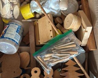 Box of Assorted Wooden Crafting Components