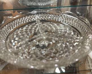 Vintage Crystal Cake Stand with Lattice Pattern