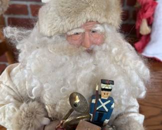 Vintage Santa Claus Figurine with Toy Assortment