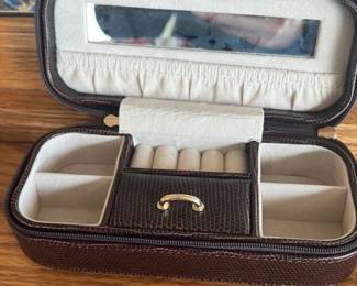 Faux Leather Jewelry Travel Case with Mirror