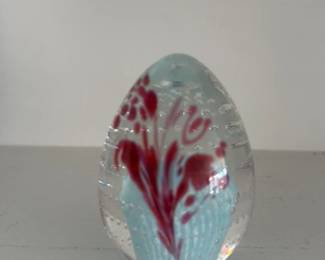 Glass Paperweight with Floral Design