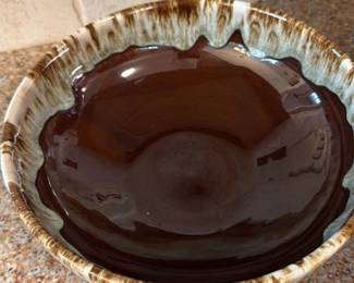 Mid Century Drip Glaze Ceramic Serving Bowl