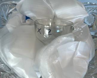 Antique Crystal Punch Bowl Set with Ladle