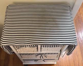 Striped Storage Cart with Woven Baskets