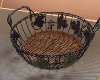 Wrought Iron and Wicker Fruit Basket