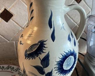 D.I. Chong Pottery Pitcher with Sunflower Motif