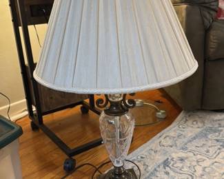 Crystal Table Lamp with Ornate Bronze Base
