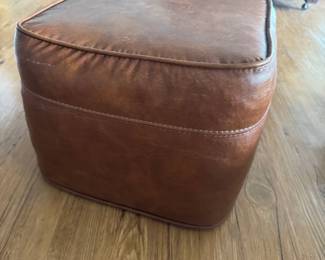 Brown Leather Ottoman or Footstool