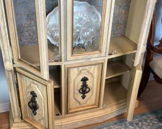 Vintage China Cabinet with Glass Doors and Drawers