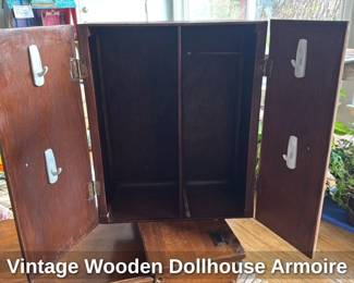 Vintage Wooden Dollhouse Armoire