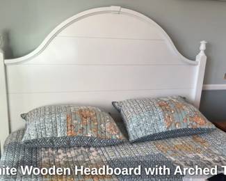 White Wooden Headboard with Arched Top