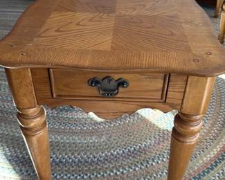 Oak End Table with Drawer