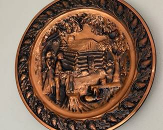 Vintage Copper Embossed Plate "The Old Mill"
