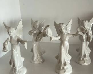 Set of Four Porcelain Angels with Musical Instruments