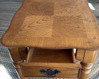 Oak End Table with Drawer