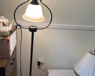 Antique Floor Lamp with Frosted Glass Shade