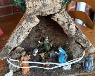 Nativity Scene Diorama in Cork Bark