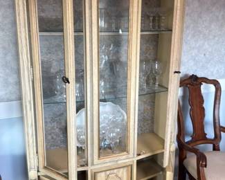 Vintage China Cabinet with Glass Doors and Drawers