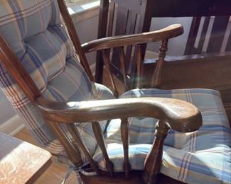 Antique Rocking Chair with Plaid Cushions