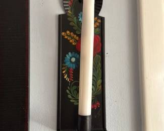 Folk Art Toleware Candle Sconce