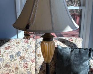 Vintage Floor Lamp with Fluted Glass Shade