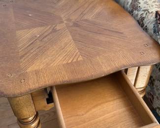 Vintage Oak Coffee Table with Two Drawers