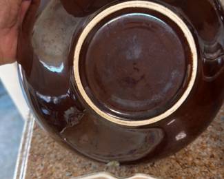 Mid Century Drip Glaze Ceramic Serving Bowl