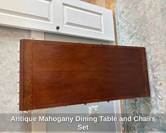 Antique Mahogany Dining Table and Chairs Set