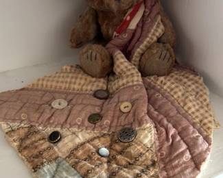 Handmade Teddy Bear with Quilted blanket