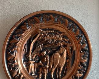 Vintage Copper Embossed Plate "The Hunt"