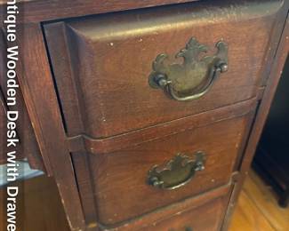 Antique Wooden Desk with Drawers